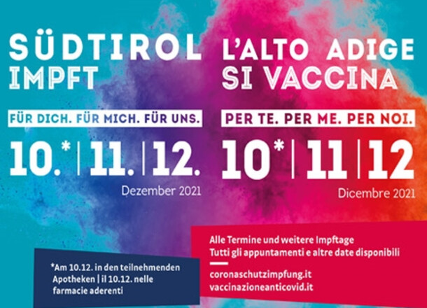 Iniziativa vaccinale a livello provinciale dal 10 al 12 dicembre 2021